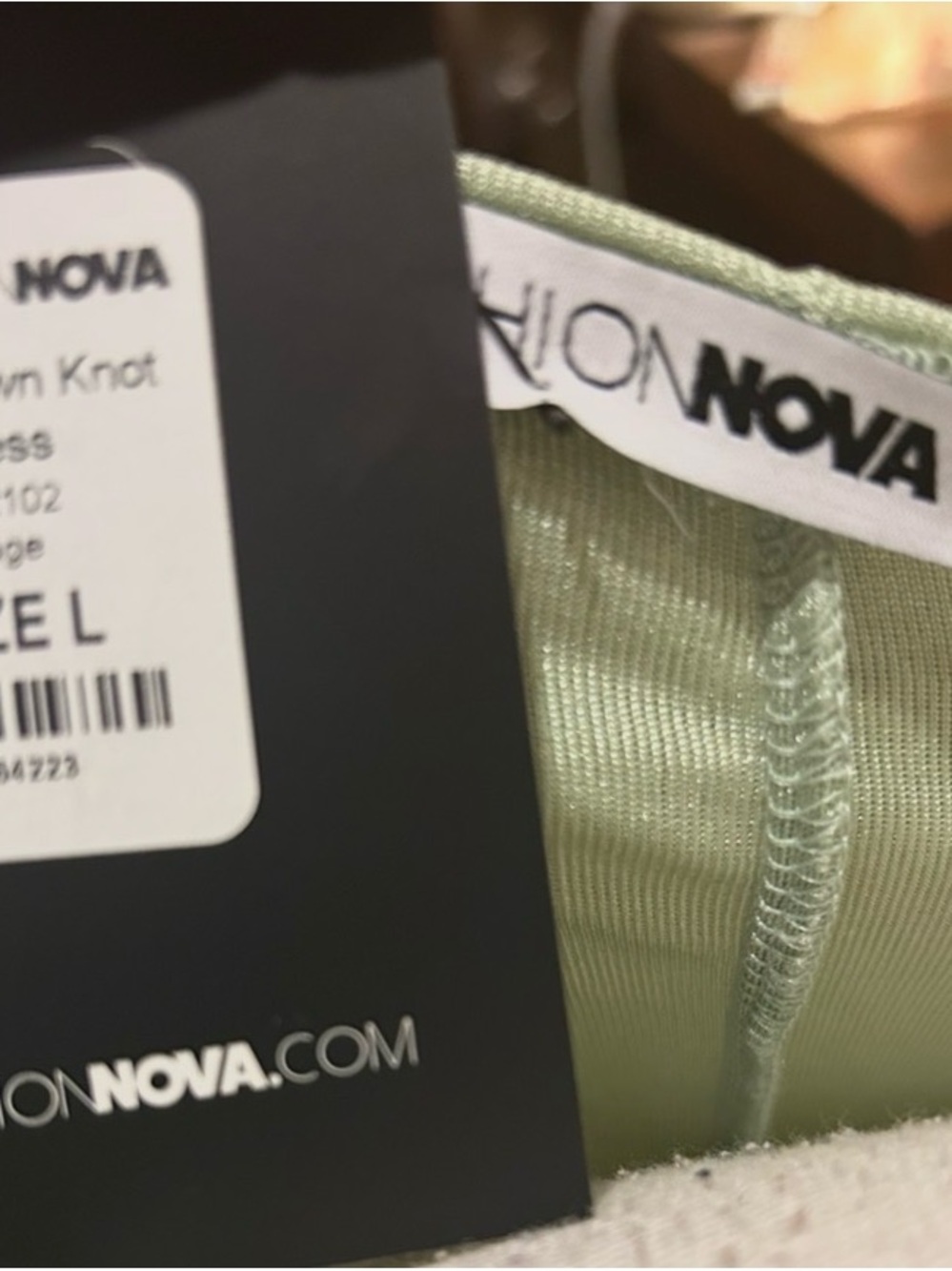 Fashion Nova Sage Green Twist-Front Midi Dress - Picture 3 of 3
